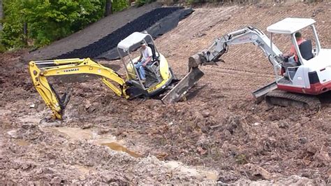 how to get mini excavator unstuck|excavator stuck in mud.